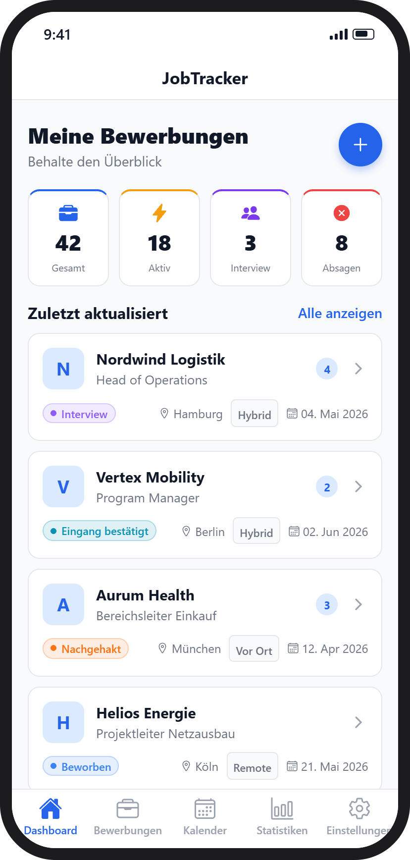 JobTracker Dashboard